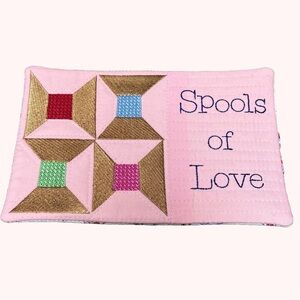 Hand Crafted Mug Rug Coaster Spools of Love Embroidered Padded Absorbs Liquid